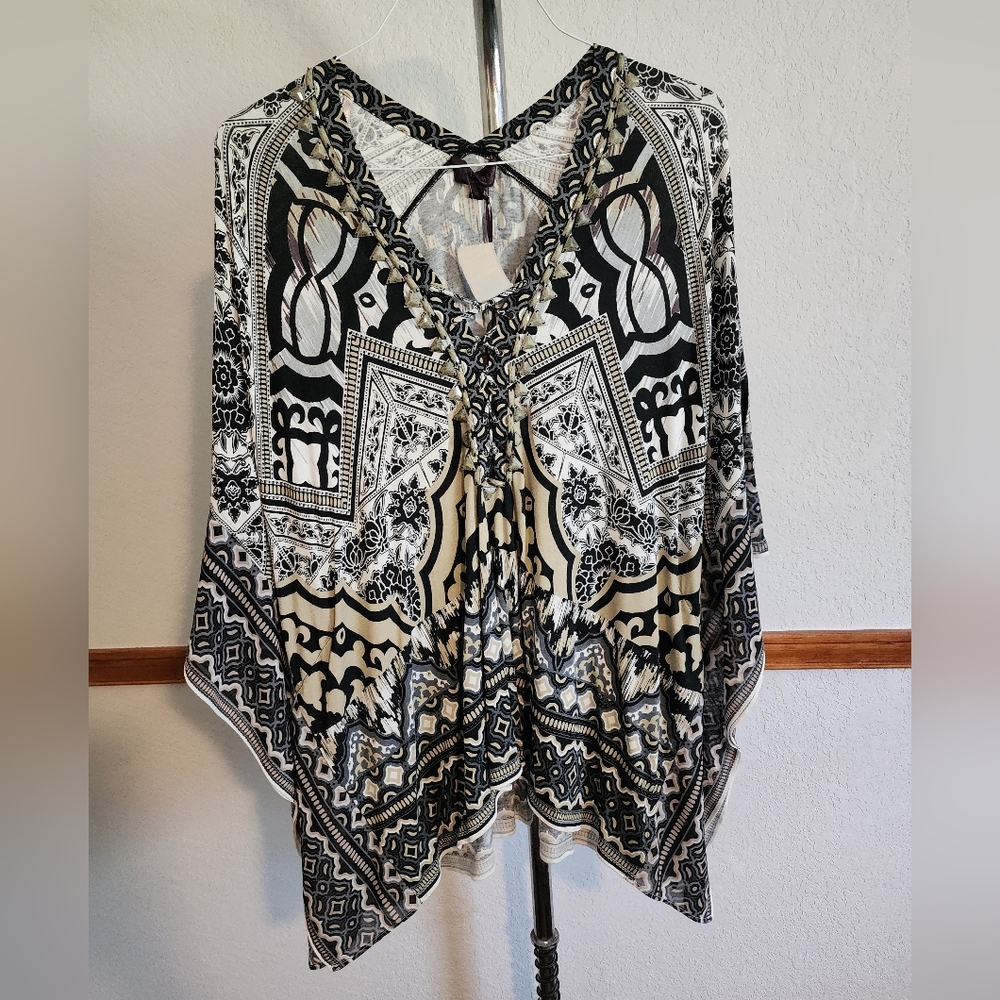 Hale Bob black and white poncho